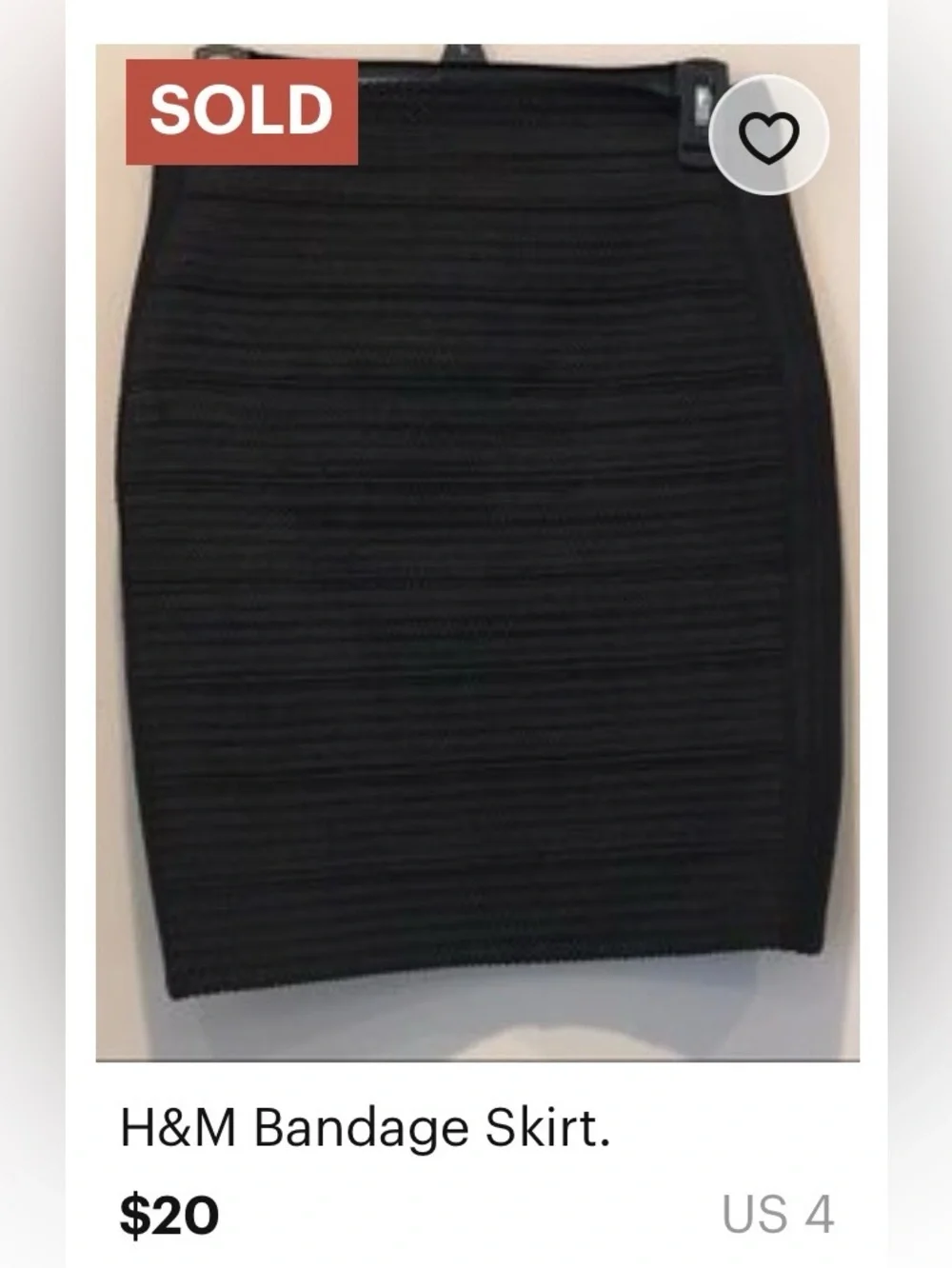 🌞 H&M Black Jersey Lightweight Bandage stretchy Bodycon Mini Skirt women size M